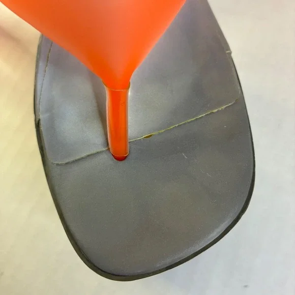 Dolls Kill Darker Wavs Coral Orange Clear Platform Sandals DW20-656 Womens 8M - Picture 11 of 16